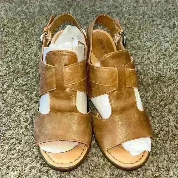 Born Shoes - Women’s Born Brown Leather Slingback Heels